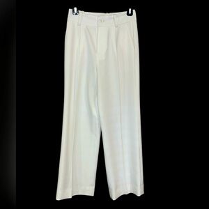 Alice + Olivia wide leg pant ivory crop front pleat size 0 career work office xs